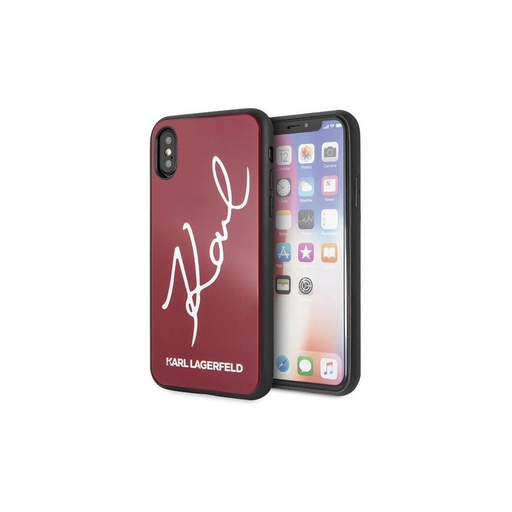 Karl Lagerfeld KLHCPXDLKSRE iPhone X/Xs czerwony/red hard case Signature Glitter