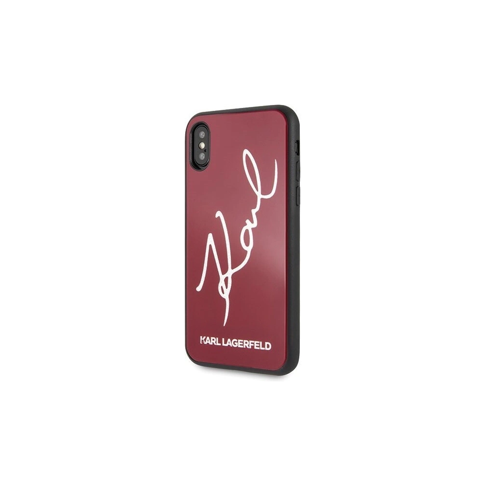 Karl Lagerfeld KLHCPXDLKSRE iPhone X/Xs czerwony/red hard case Signature Glitter