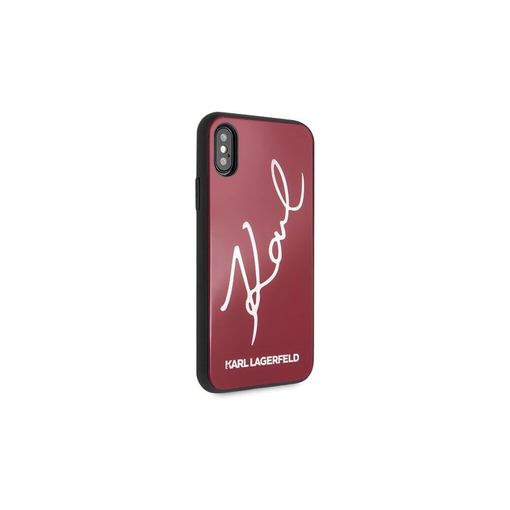 Karl Lagerfeld KLHCPXDLKSRE iPhone X/Xs czerwony/red hard case Signature Glitter