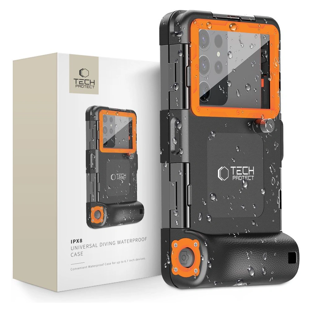 Wholesale Tech-Protect IPX8 Universal Diving Waterproof Case black/orange - THP2902 - {ean13} - Hurt