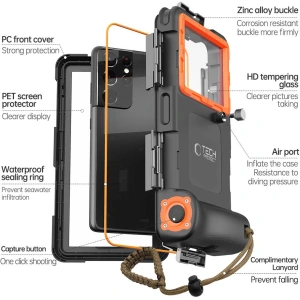 Wholesale Tech-Protect IPX8 Universal Diving Waterproof Case black/orange - THP2902 - {ean13} - Hurt