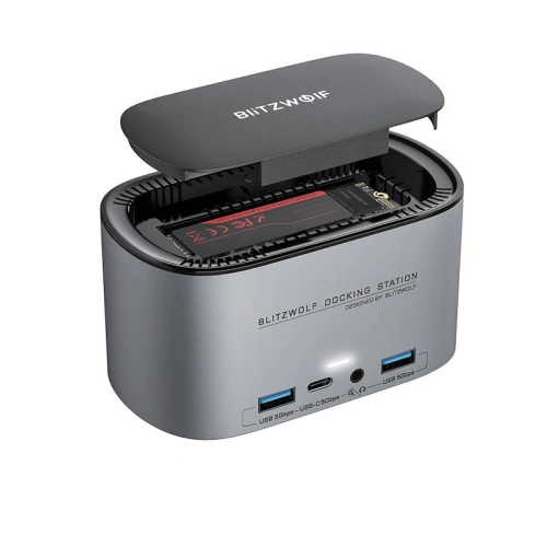 Stacja dokująca 14w1 Blitzwolf BW-TH12 DC, 4xUSB-A 3.0, 3xUSB-C, M.2 SATA 3.0 SSD, 2xHDMI, DP, RJ45, jack 3.5mm