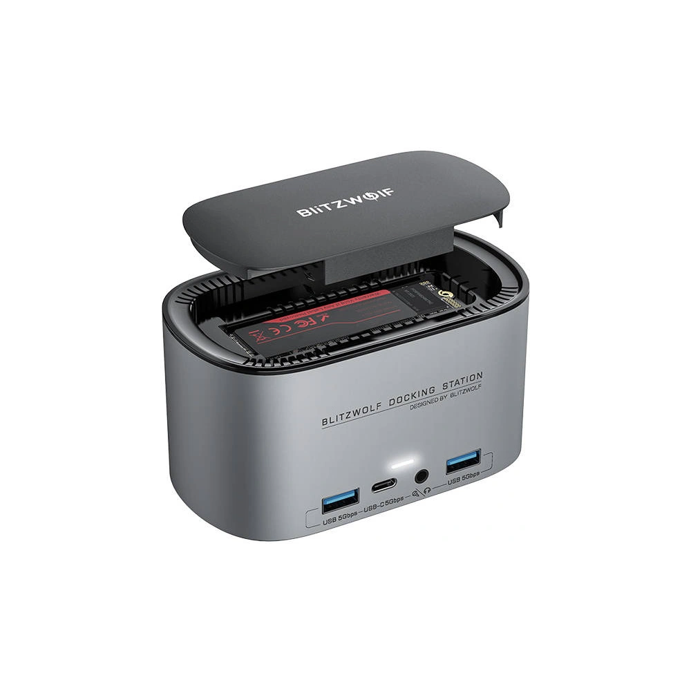 Hurtownia GSM - Dokkoló állomás 14in1 Blitzwolf BW-TH12 DC, 4xUSB-A 3.0, 3xUSB-C, M.2 SATA 3.0 SSD, 2xHDMI, DP, RJ45, jack 3.5mm - BLZ599 - {ean13} - Hurt