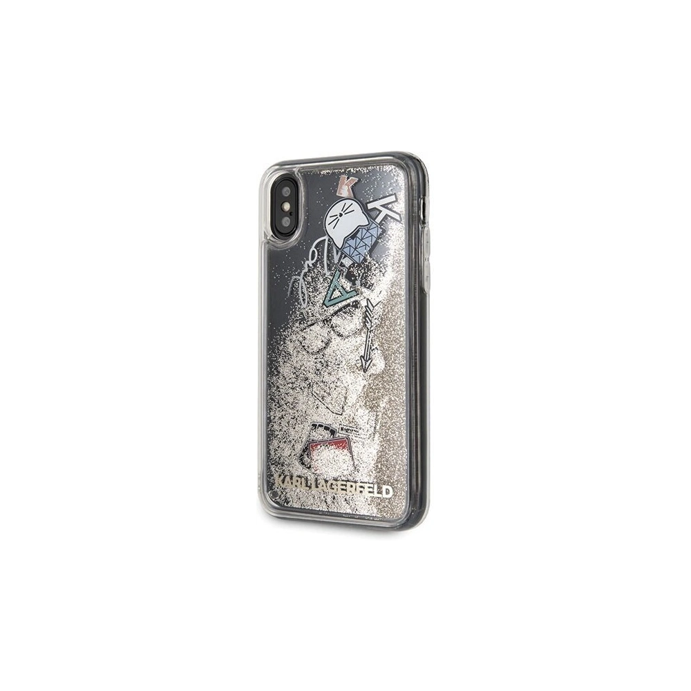 Wholesale Karl Lagerfeld KLHCPXKSICGO iPhone X/Xs gold hard case Iconic Patterns Liquid Glitter - KLD210GLD - {ean13} - Hurt