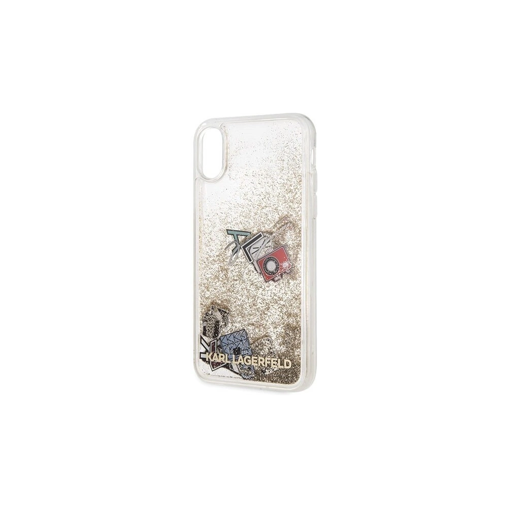 Wholesale Karl Lagerfeld KLHCPXKSICGO iPhone X/Xs gold hard case Iconic Patterns Liquid Glitter - KLD210GLD - {ean13} - Hurt