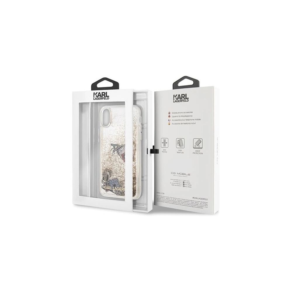 Hurtownia GSM - Karl Lagerfeld KLHCPXKSICGO iPhone X/Xs złoty/gold hard case Iconic Patterns Liquid Glitter - KLD210GLD - {ean13} - Hurt
