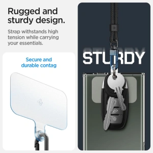 Smyč Spigen Univerzální popruh Set Crossbody & na zápěstí černý [2 PACK]
