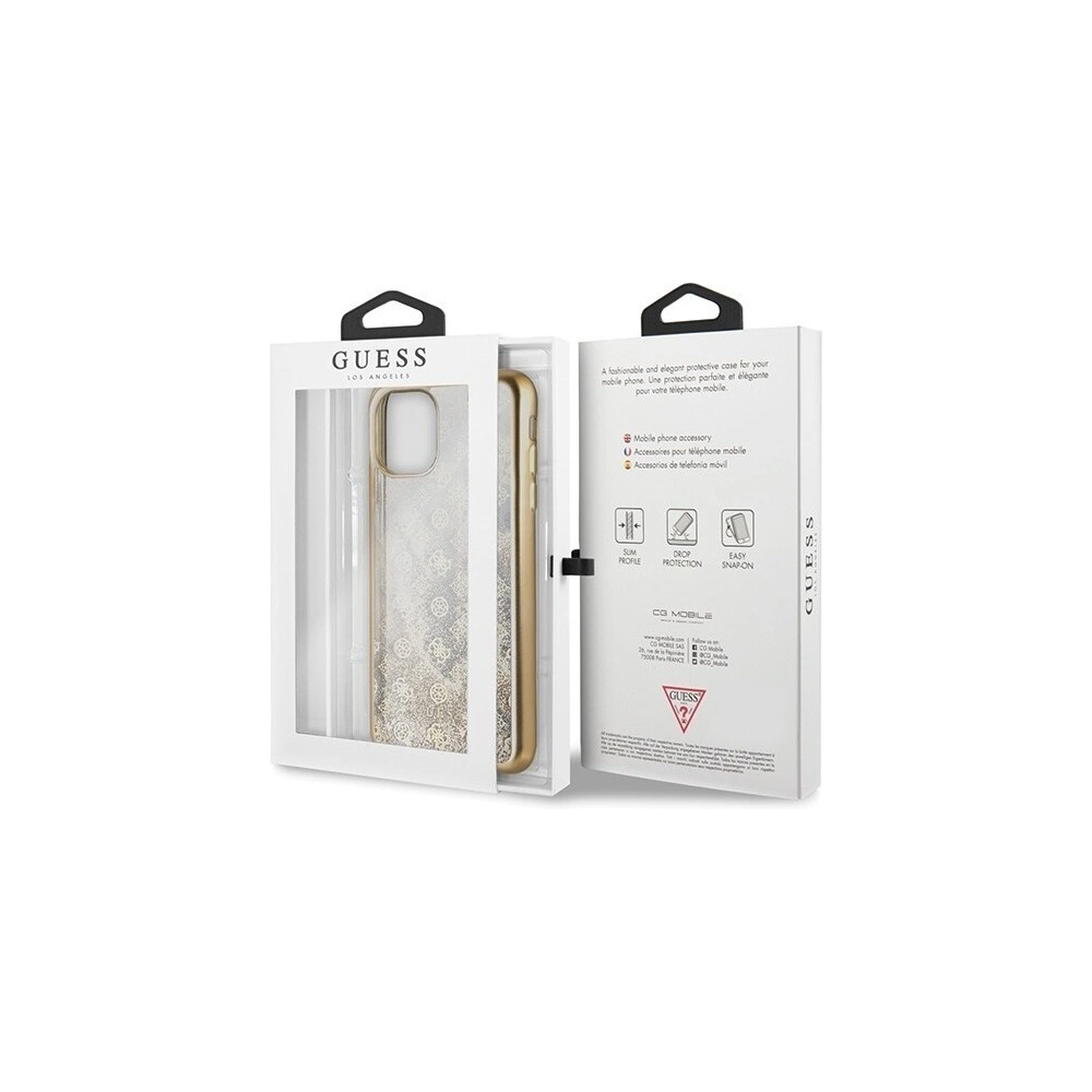 Wholesale Guess GUHCN65PEOLGGO iPhone 11 Pro Max gold hard case 4G Peony Liquid Glitter - GUE287GLD - {ean13} - Hurt
