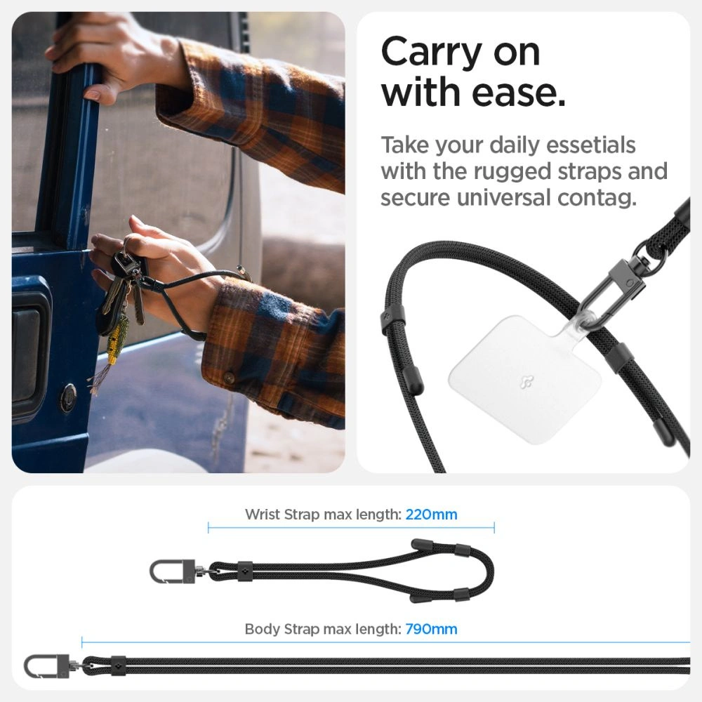 Hurtownia GSM - Smycz Spigen Universal Strap Set Crossbody & Wrist Black [2 PACK] - SPN3435 - {ean13} - Hurt