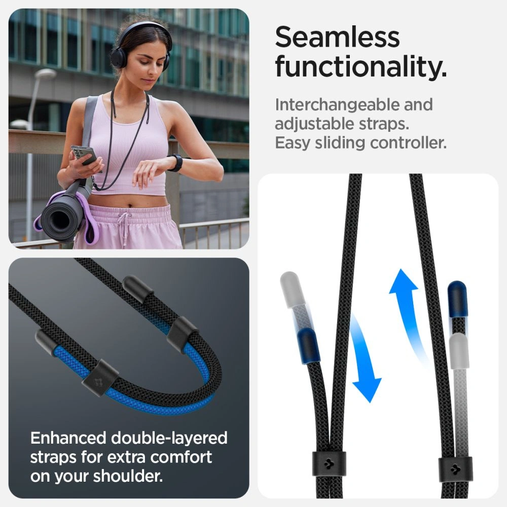 Hurtownia GSM - Smycz Spigen Universal Strap Set Crossbody & Wrist Black [2 PACK] - SPN3435 - {ean13} - Hurt