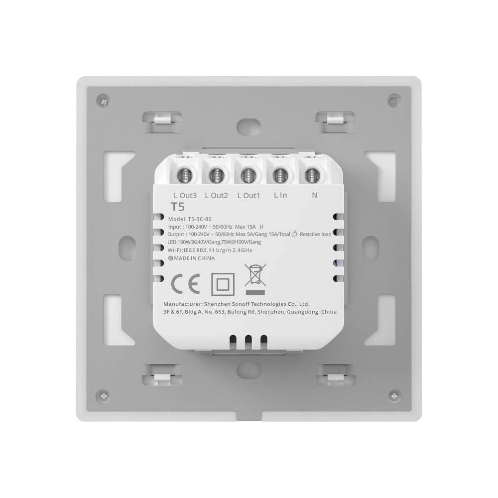 Hurtownia GSM - Inteligentní dotykový nástěnný spínač Wi-Fi Sonoff TX T5 4C (4-kanálový) - SNF164 - {ean13} - Hurt