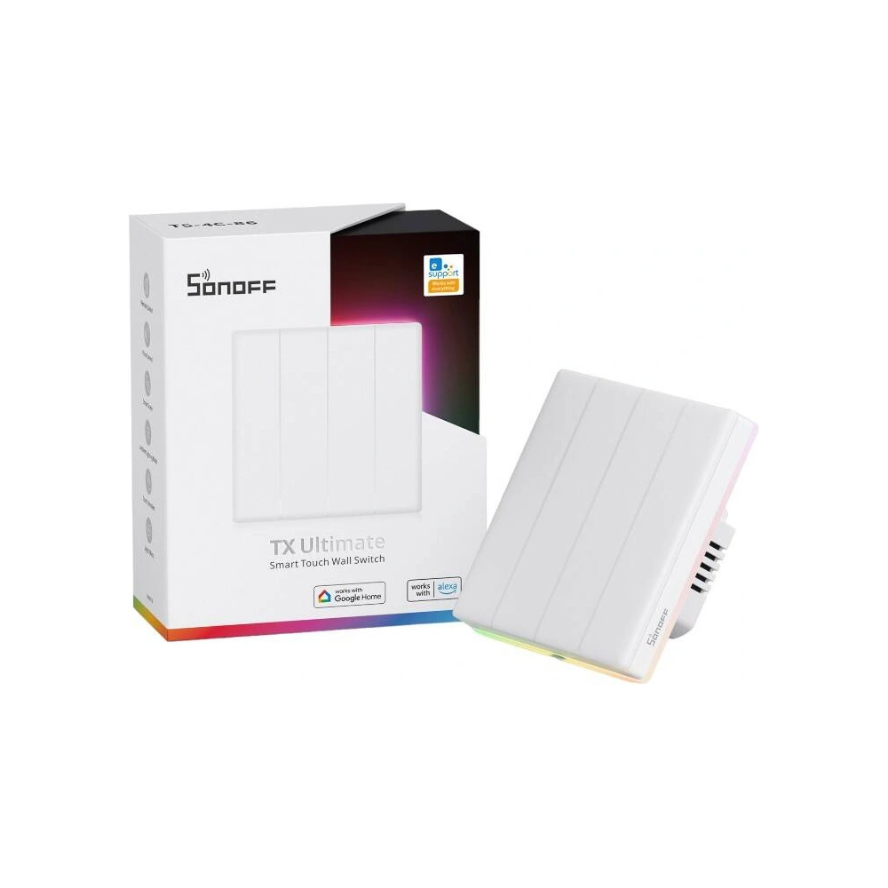 Hurtownia GSM - Inteligentní dotykový nástěnný spínač Wi-Fi Sonoff TX T5 4C (4-kanálový) - SNF164 - {ean13} - Hurt