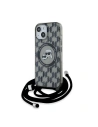 Etui Karl Lagerfeld KLHMP15SHCKCKLCK Apple iPhone 15 / 14 / 13 hardcase IML Crossbody Monogram Karl & Choupette Head MagSafe fekete/black