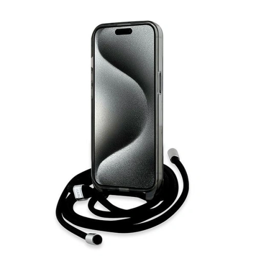 Etui Karl Lagerfeld KLHMP15SHCKCKLCK Apple iPhone 15 / 14 / 13 hardcase IML Crossbody Monogram Karl & Choupette Head MagSafe czarny/black