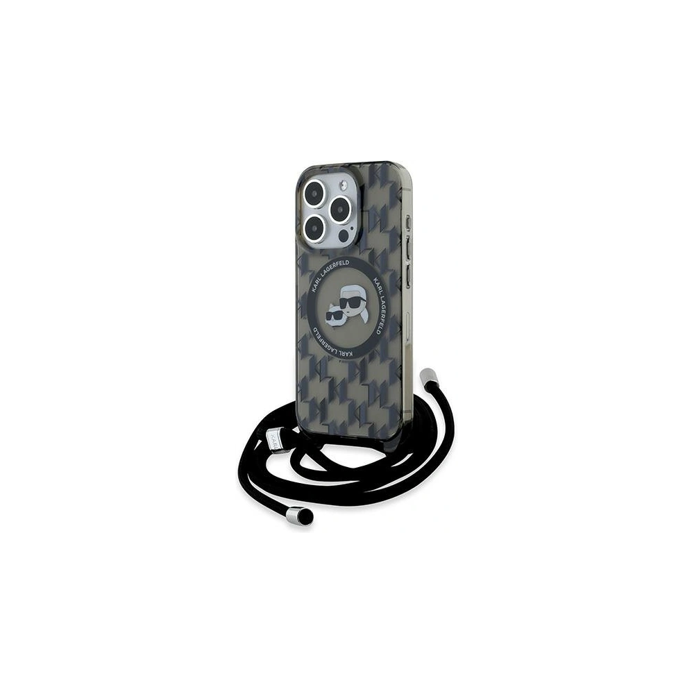 Wholesale Karl Lagerfeld KLHMP15XHCKCKLCK Apple iPhone 15 Pro Max hardcase IML Crossbody Monogram Karl & Choupette Head MagSafe black - KLD2103 - {ean13} - Hurt