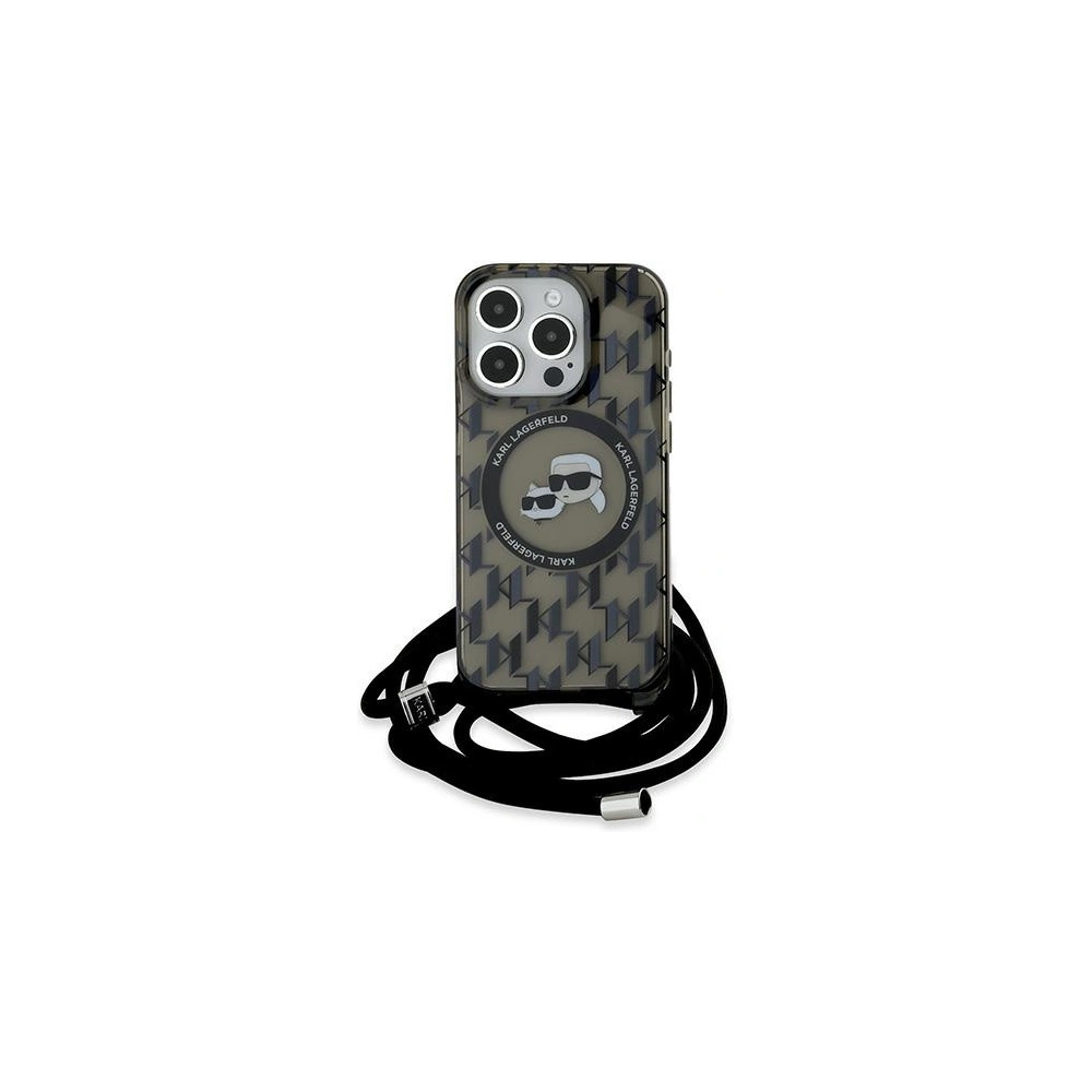 Wholesale Karl Lagerfeld KLHMP15XHCKCKLCK Apple iPhone 15 Pro Max hardcase IML Crossbody Monogram Karl & Choupette Head MagSafe black - KLD2103 - {ean13} - Hurt