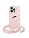 Etui Karl Lagerfeld KLHMP15XHCKCKLCP Apple iPhone 15 Pro Max hardcase IML Crossbody Monogram Karl & Choupette Head MagSafe růžový/pink