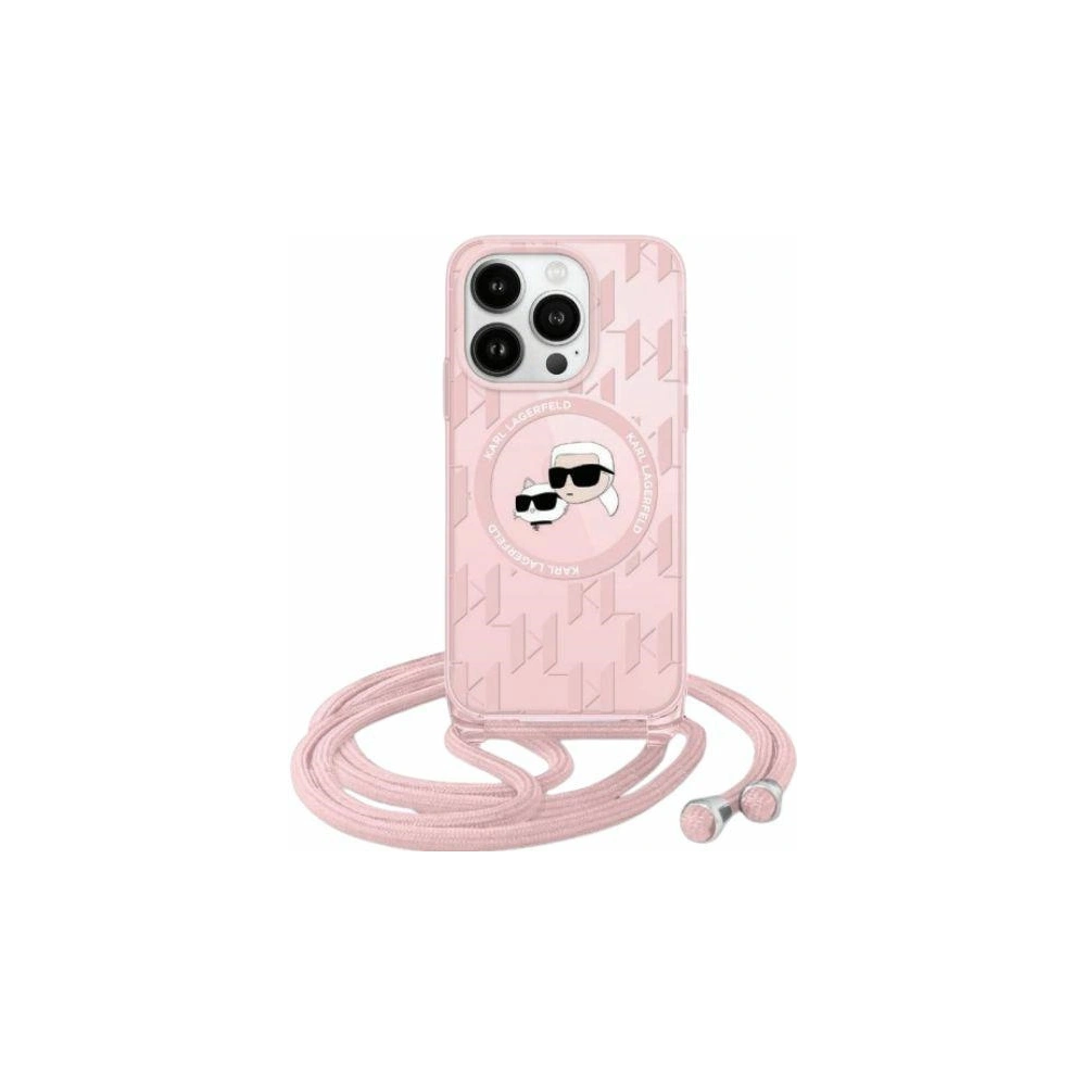 Hurtownia GSM - Case Karl Lagerfeld KLHMP15XHCKCKLCP Apple iPhone 15 Pro Max Hardcase IML Crossbody Monogram Karl & Choupette Head MagSafe rosa/pink - KLD2104 - {ean13} - Hurt