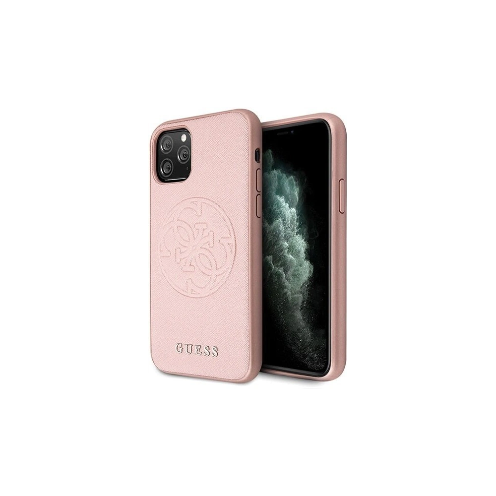 Wholesale Guess GUHCN65RSSASRG iPhone 11 Pro Max pink hard case Saffiano 4G Circle Logo - GUE292PNK - {ean13} - Hurt
