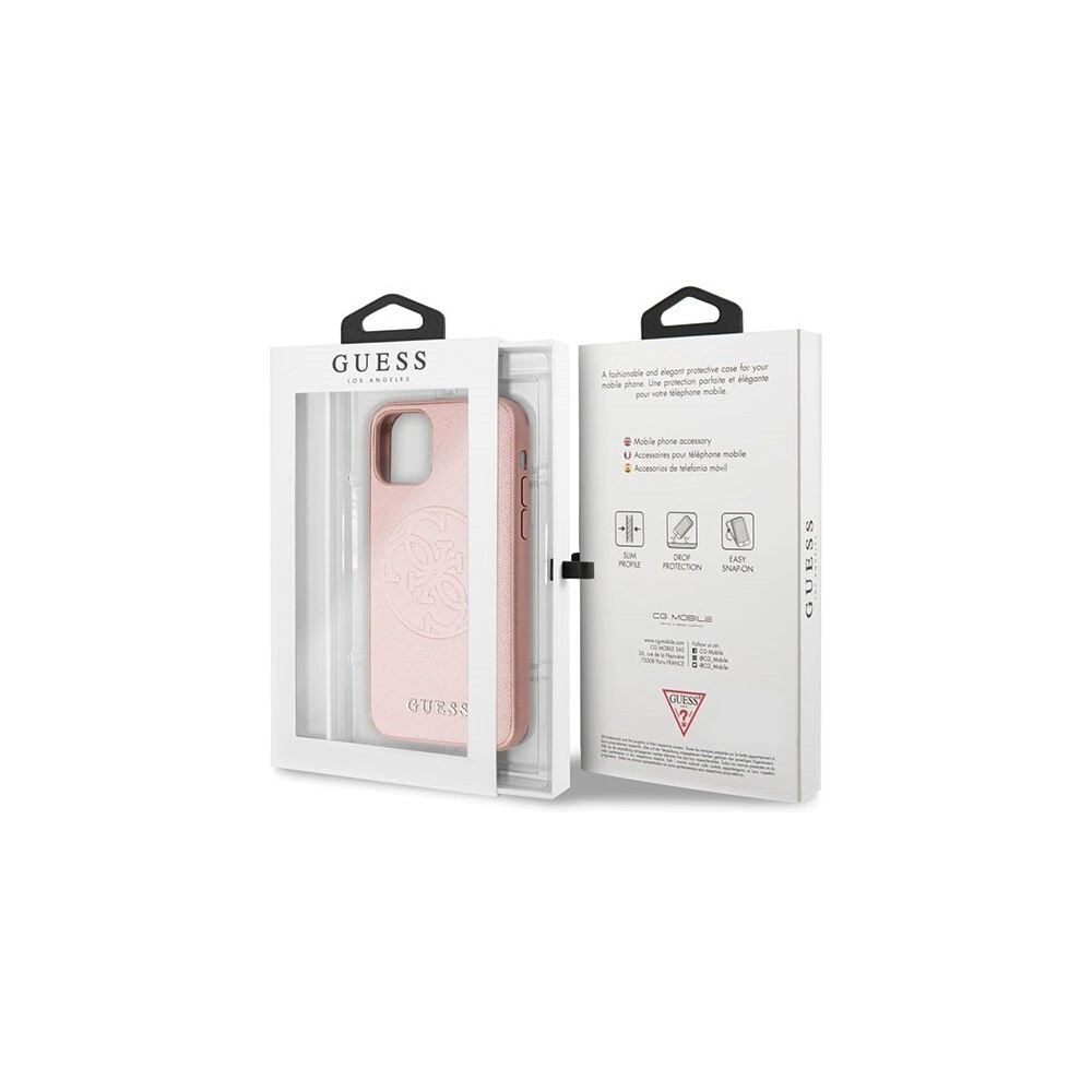 Wholesale Guess GUHCN65RSSASRG iPhone 11 Pro Max pink hard case Saffiano 4G Circle Logo - GUE292PNK - {ean13} - Hurt