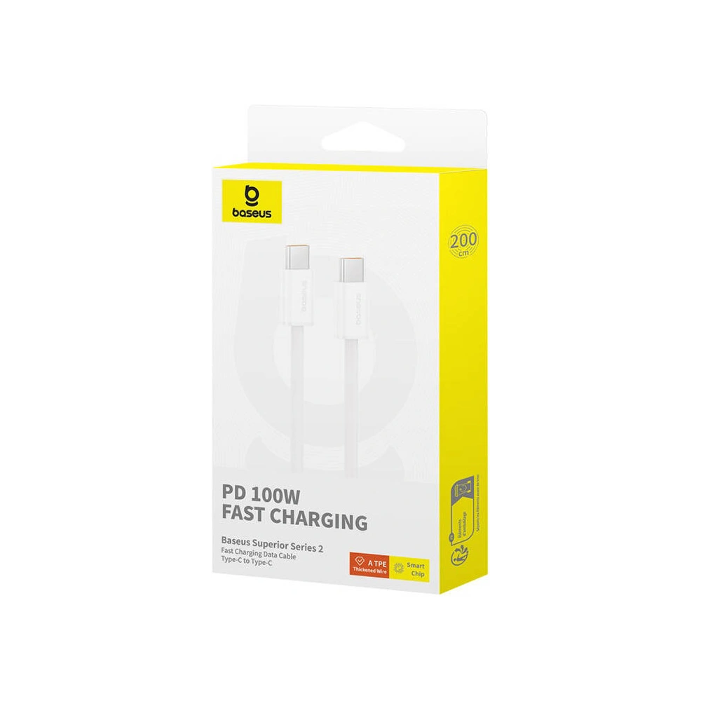 Hurtownia GSM - Kabel USB-C / USB-C Baseus Superior 2 100W 2m biały - BSU4907 - {ean13} - Hurt