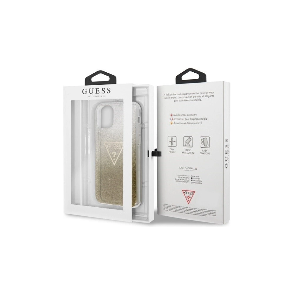 Wholesale Guess GUHCN65SGTLGO iPhone 11 Pro Max gold hard case Glitter Triangle - GUE294GLD - {ean13} - Hurt
