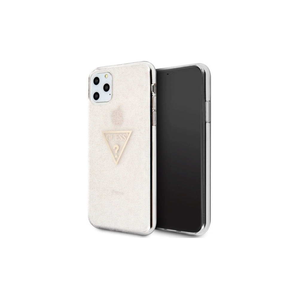 Wholesale Guess GUHCN65SGTLPI iPhone 11 Pro Max pink hard case Glitter Triangle - GUE295PNK - {ean13} - Hurt