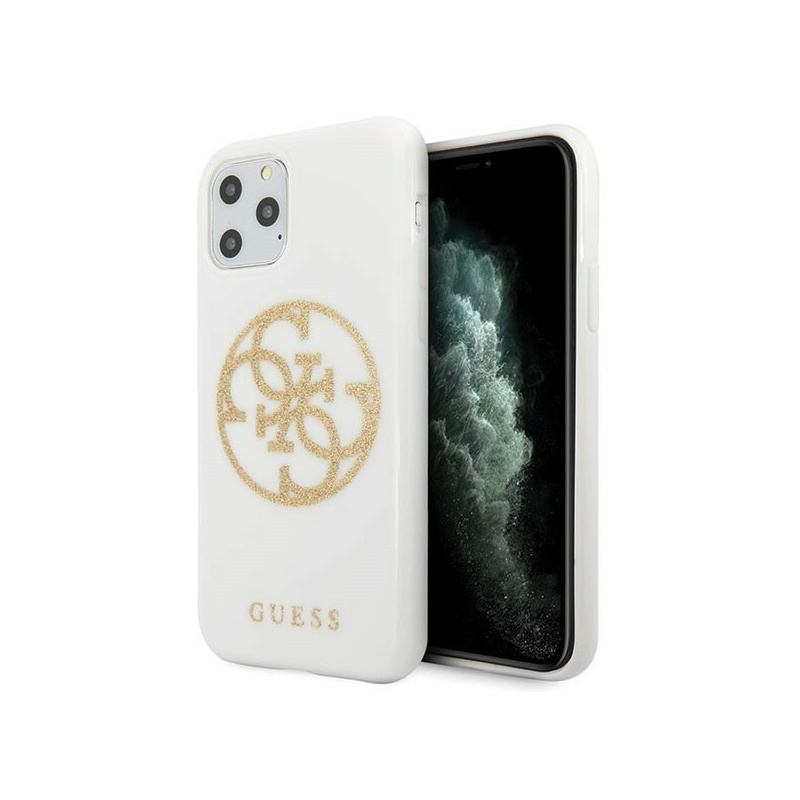 Guess Distributor - 3700740471647 - GUE298WHT - Guess GUHCN65TPUWHGLG iPhone 11 Pro Max white hard case Glitter 4G Circle Logo - B2B homescreen