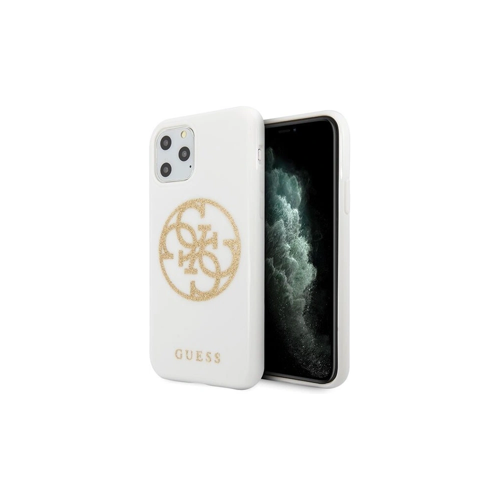Hurtownia GSM - Etui Guess GUHCN65TPUWHGLG Apple iPhone 11 Pro Max biały/white hard case Glitter 4G Circle Logo - GUE298WHT - {ean13} - Hurt