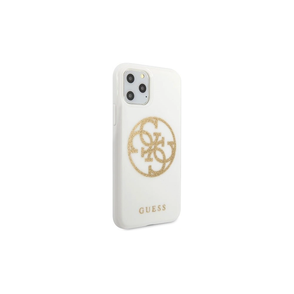 Hurtownia GSM - Etui Guess GUHCN65TPUWHGLG Apple iPhone 11 Pro Max biały/white hard case Glitter 4G Circle Logo - GUE298WHT - {ean13} - Hurt