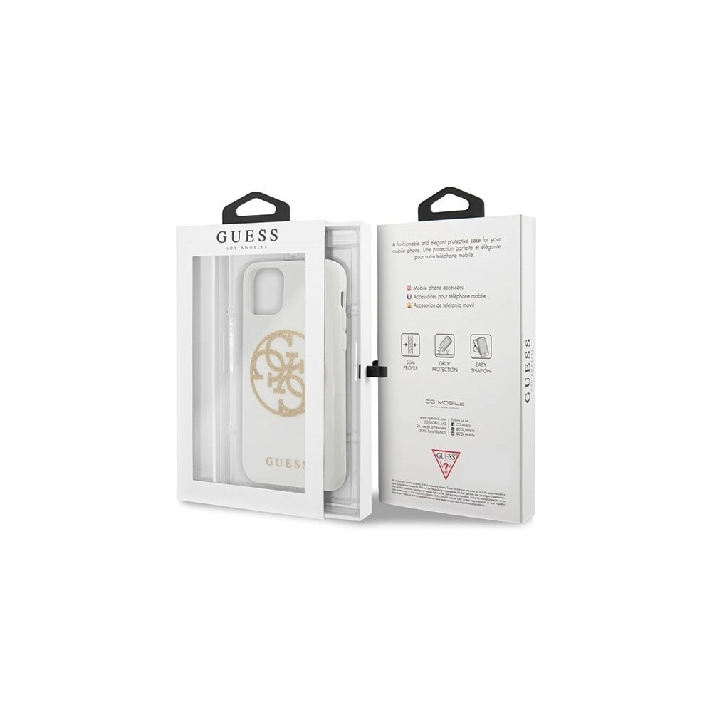 Hurtownia GSM - Etui Guess GUHCN65TPUWHGLG Apple iPhone 11 Pro Max biały/white hard case Glitter 4G Circle Logo - GUE298WHT - {ean13} - Hurt