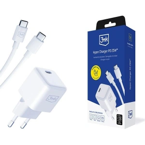 Hurtownia GSM - Hálózati töltő 3MK Hyper Charger PD 25W fehér + USB-C / USB-C kábel - 3MK6196 - {ean13} - Hurt
