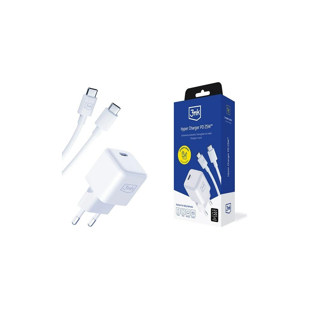Hurtownia GSM - Netzteil 3MK Hyper Charger PD 25W weiß + USB-C / USB-C Kabel - 3MK6196 - {ean13} - Hurt