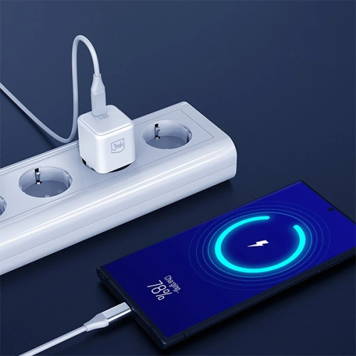 Ładowarka sieciowa 3MK Hyper Charger PD 25W biała/white + kabel USB-C / USB-C