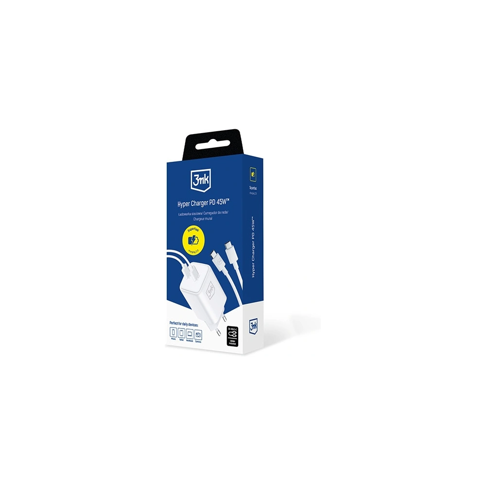 Hurtownia GSM - Ładowarka sieciowa 3MK Hyper Charger PD 45W biała/white + 2x kabel USB-C / USB-C - 3MK6197 - {ean13} - Hurt