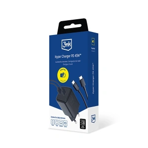 Hurtownia GSM - Hálózati töltő 3MK Hyper Charger PD 45W fekete + 2x USB-C / USB-C kábel - 3MK6198 - {ean13} - Hurt