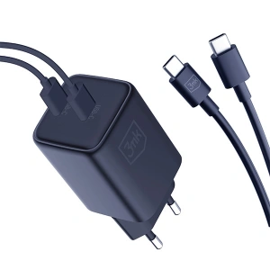 Hurtownia GSM - Hálózati töltő 3MK Hyper Charger PD 45W fekete + 2x USB-C / USB-C kábel - 3MK6198 - {ean13} - Hurt
