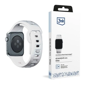 Hurtownia GSM - Pásky 3MK silikonový řemínek na hodinky Apple Watch 4/5/6/7/8/9/SE/Ultra 42/44/45/49mm bílý/white - 3MK6228 - {ean13} - Hurt