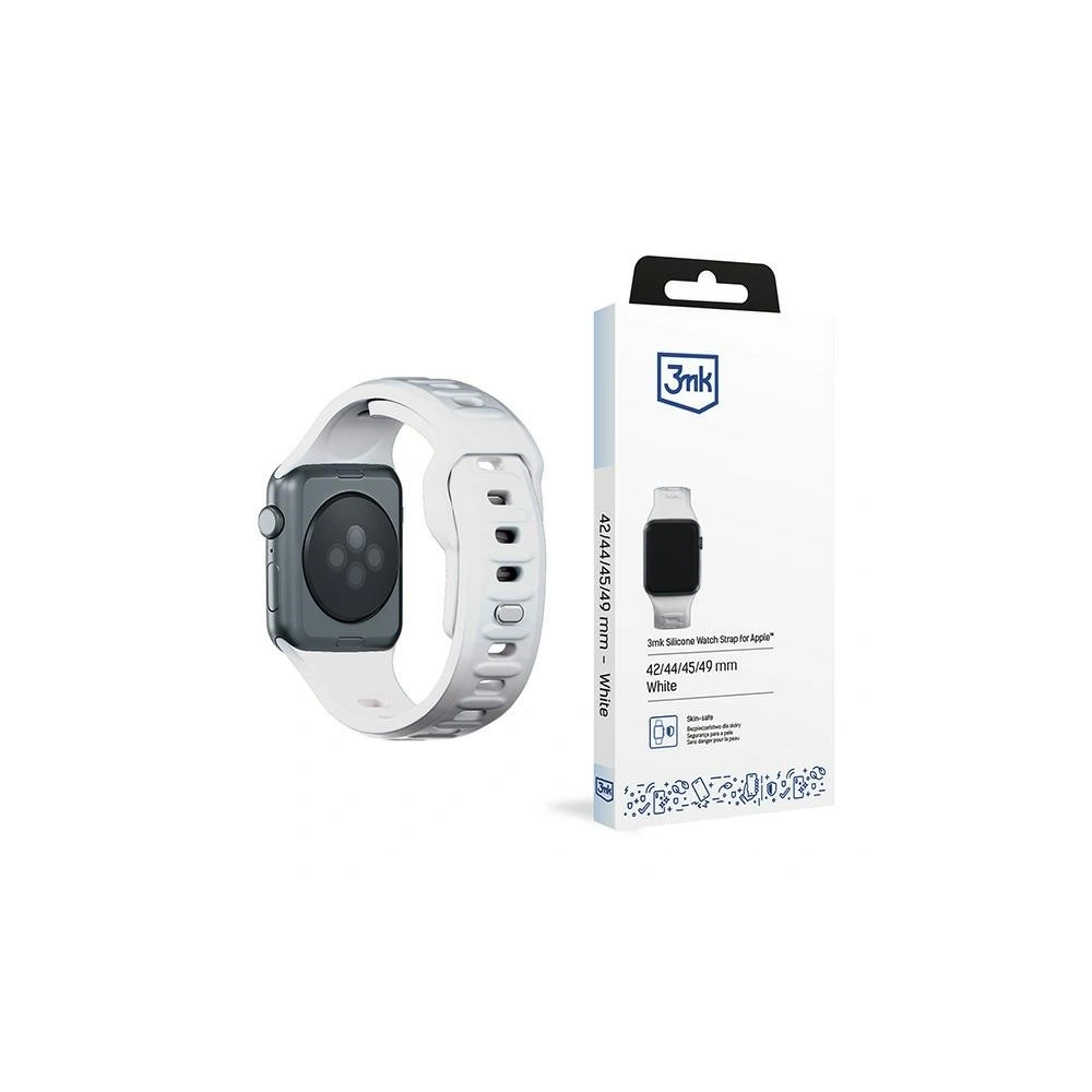 Hurtownia GSM - Pásky 3MK silikonový řemínek na hodinky Apple Watch 4/5/6/7/8/9/SE/Ultra 42/44/45/49mm bílý/white - 3MK6228 - {ean13} - Hurt