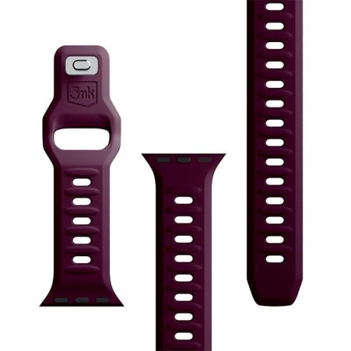 Pasek 3MK Silicone Watch Strap Apple Watch 4/5/6/7/SE/8/9/10 40/41/42mm ciemnofioletowy/mulberry