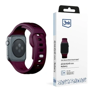 Hurtownia GSM - Pásek 3MK silikonový náramek Apple Watch 4/5/6/7/8/9/SE/Ultra 42/44/45/49mm tmavě fialový/mulberry - 3MK6232 - {ean13} - Hurt