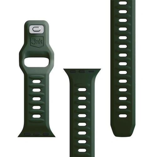 Pasek 3MK Silicone Watch Strap Apple Watch 4/5/6/7/SE/8/9/10 40/41/42mm ciemnozielony/dark green