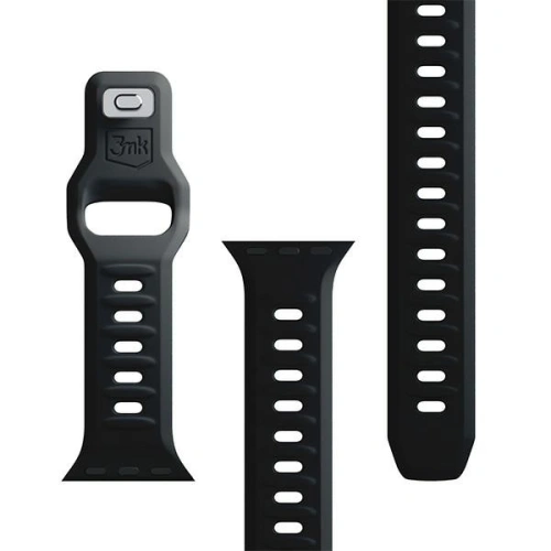 Pasek 3MK Silicone Watch Strap Apple Watch 4/5/6/7/SE/8/9/10 40/41/42mm czarny/black