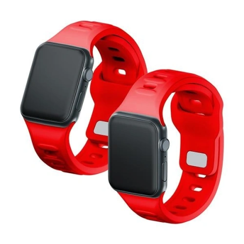 Pasek 3MK Silicone Watch Strap Apple Watch 4/5/6/7/8/9/SE/Ultra 42/44/45/49mm czerwony/red