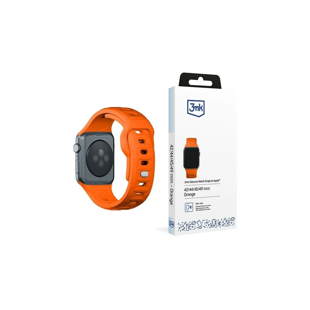 Hurtownia GSM - Panglica 3MK de silicon pentru ceas Apple Watch 4/5/6/7/8/9/SE/Ultra 42/44/45/49mm portocalie/orange - 3MK6244 - {ean13} - Hurt