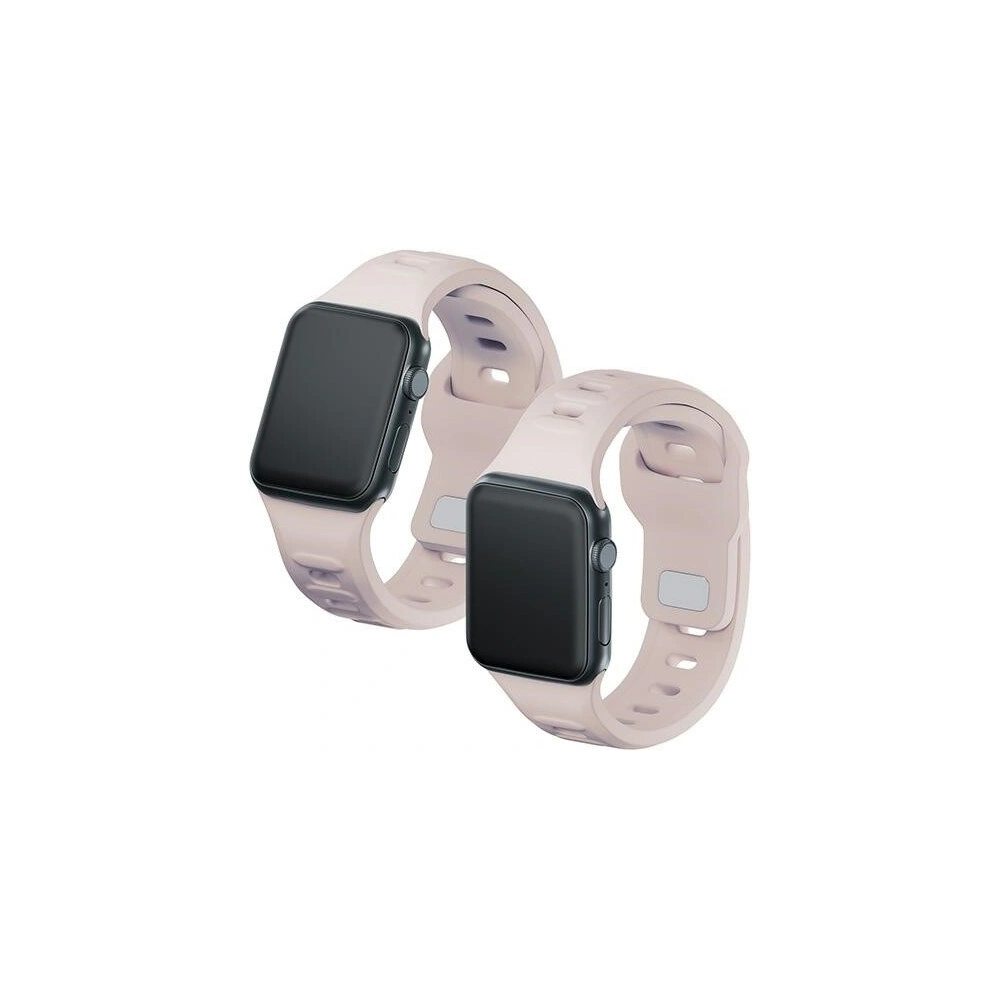 3MK Silicone Watch Strap for Apple Watch 4/5/6/7/SE/8/9/10 40/41/42mm pink-beige/latte
