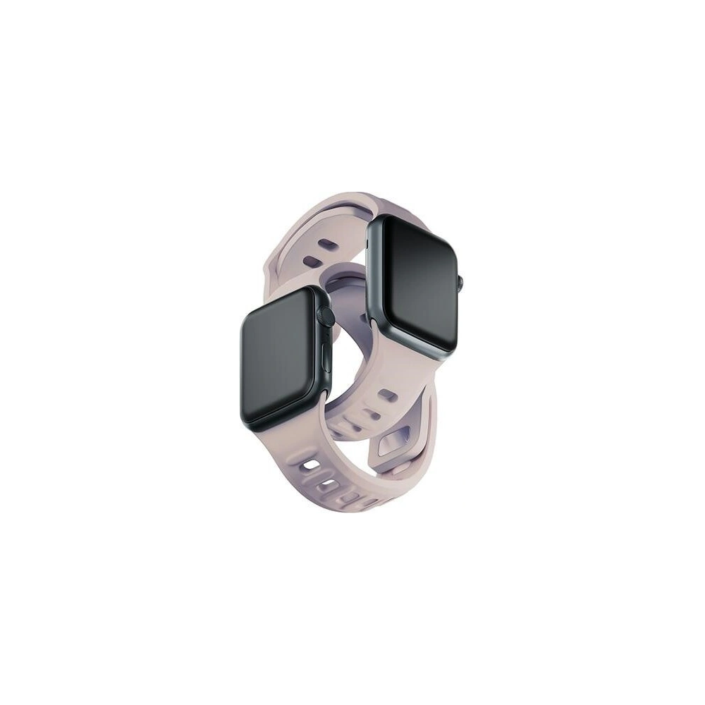 3MK Silicone Watch Strap for Apple Watch 4/5/6/7/SE/8/9/10 40/41/42mm pink-beige/latte