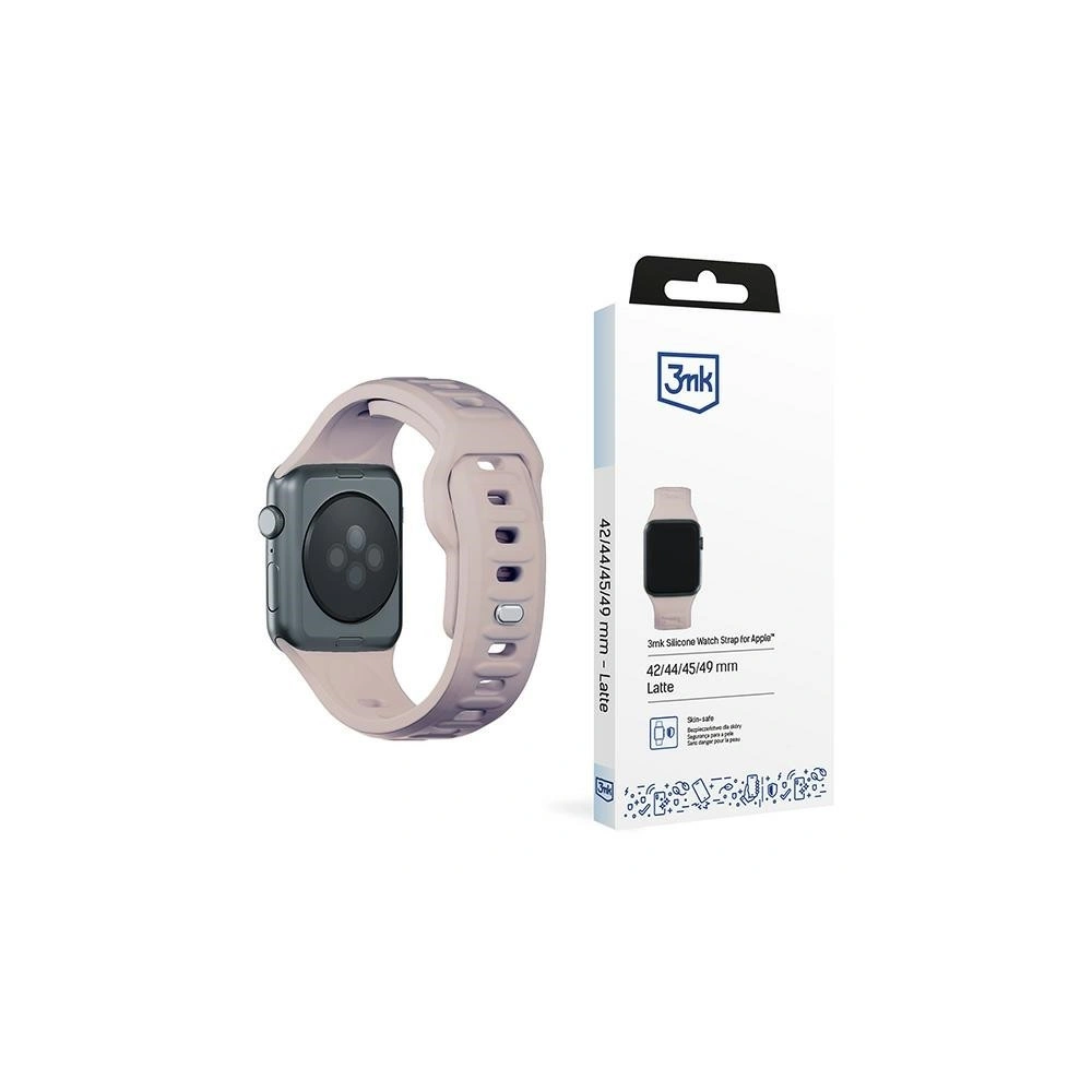 Hurtownia GSM - Pasek 3MK pentru ceas din silicon Apple Watch 4/5/6/7/8/9/SE/Ultra 42/44/45/49mm roz-bej/latte - 3MK6247 - {ean13} - Hurt