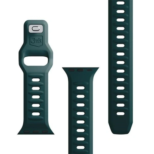 Pasek 3MK Silicone Watch Strap Apple Watch 4/5/6/7/SE/8/9/10 40/41/42mm zielony/evergreen