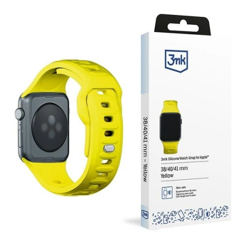 Pasek 3MK Silicone Watch Strap Apple Watch 4/5/6/7/SE/8/9/10 40/41/42mm żółty/yellow
